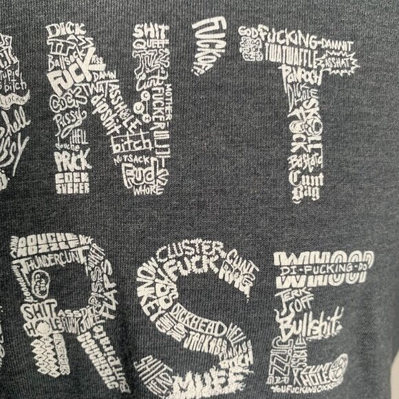 Funny Dont Curse Crewneck T Shirt M Grey Short Sleeve Graphic Adult Humor - Picture 4 of 8